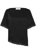 Rwpatricia Silk Ss Lace Boatneck Blouse