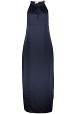 Gathered Neck Satin Dress