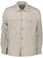 Beige Four Pocket Linen Overshirt