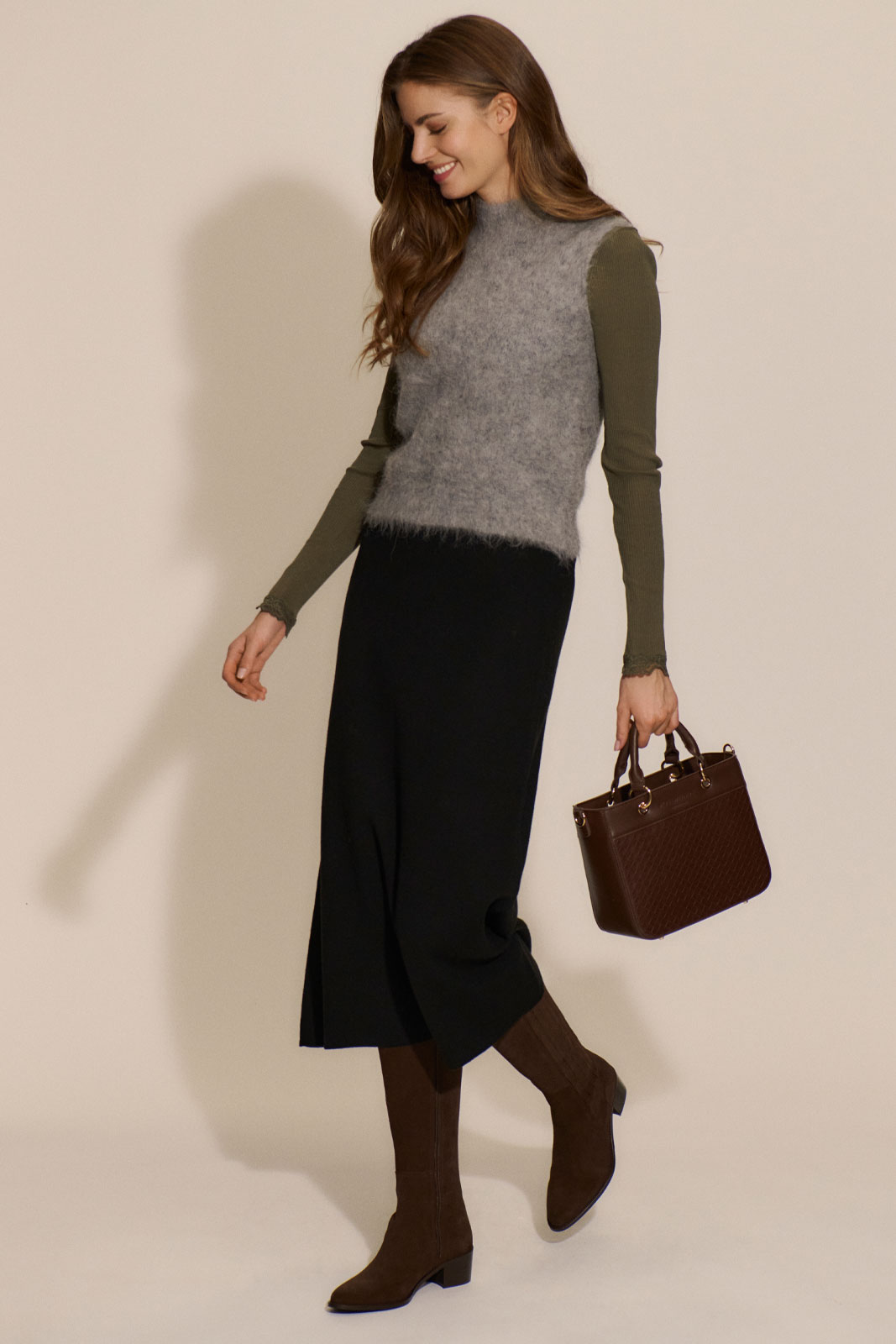 Rwfurry Alpaca Mock Neck Vest