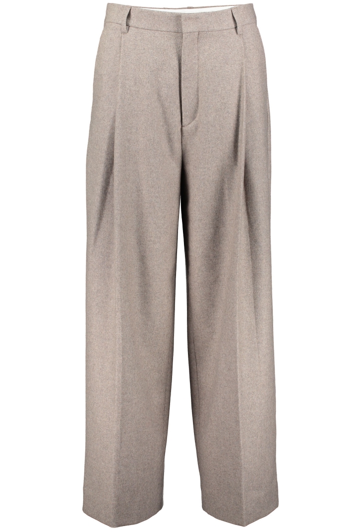 Wide Pleated Flannel Trousers