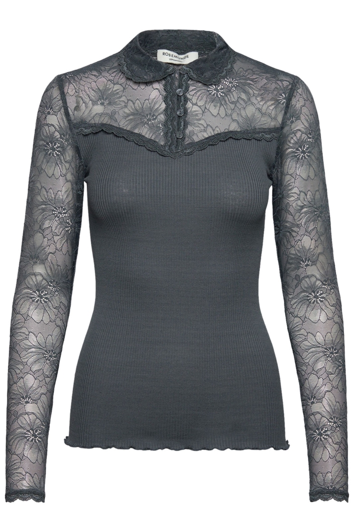 Rwbeatha Silk Ls Lace Polo T-shirt