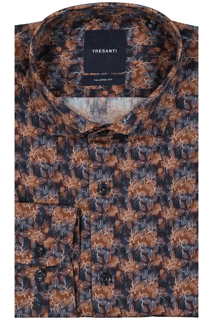 Bain | Leaves Shirt With Ikat Background