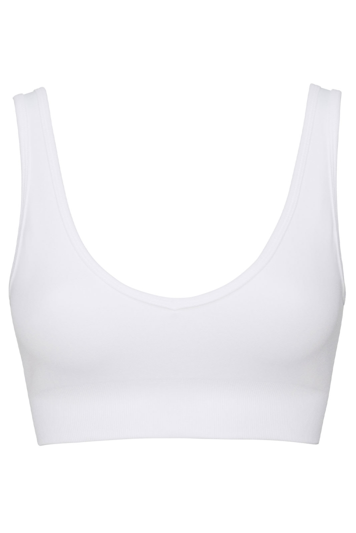 Seamless Deep V Sports Bra White - Xs
