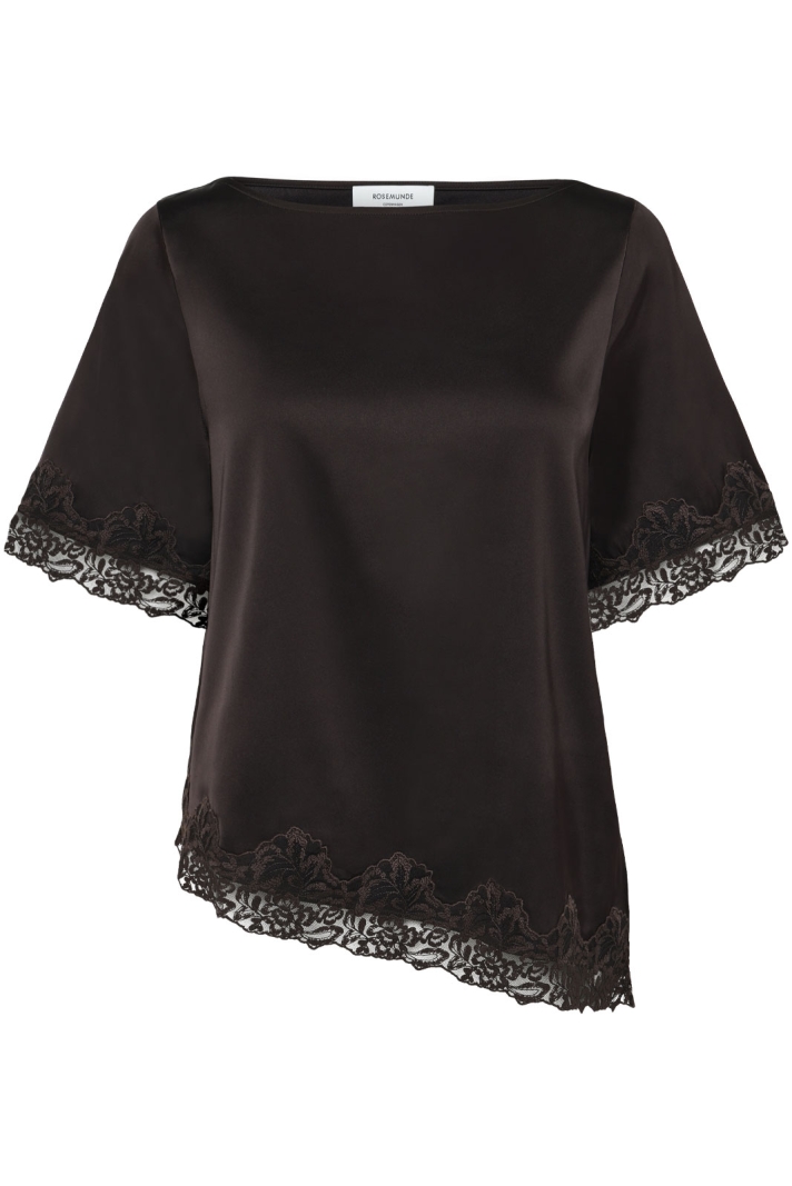 Rwpatricia Silk Ss Lace Boatneck Blouse