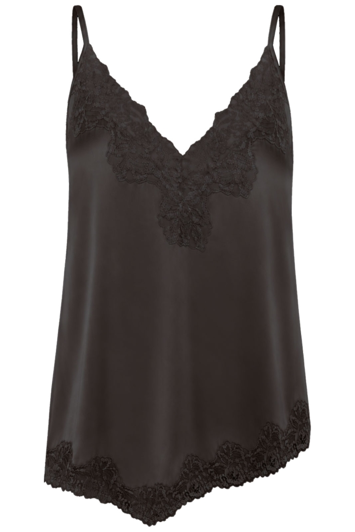 Rwpatricia Silk Sl Lace Strap Top