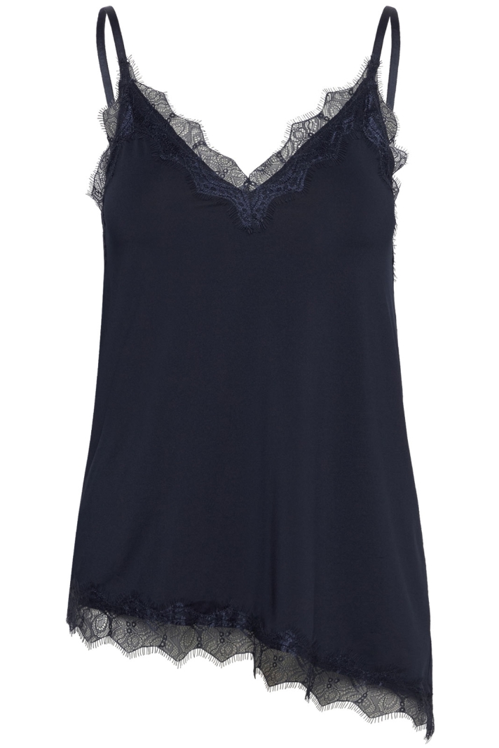 Rwbillie Sl Lace Strap Top Asymmetrical Hem