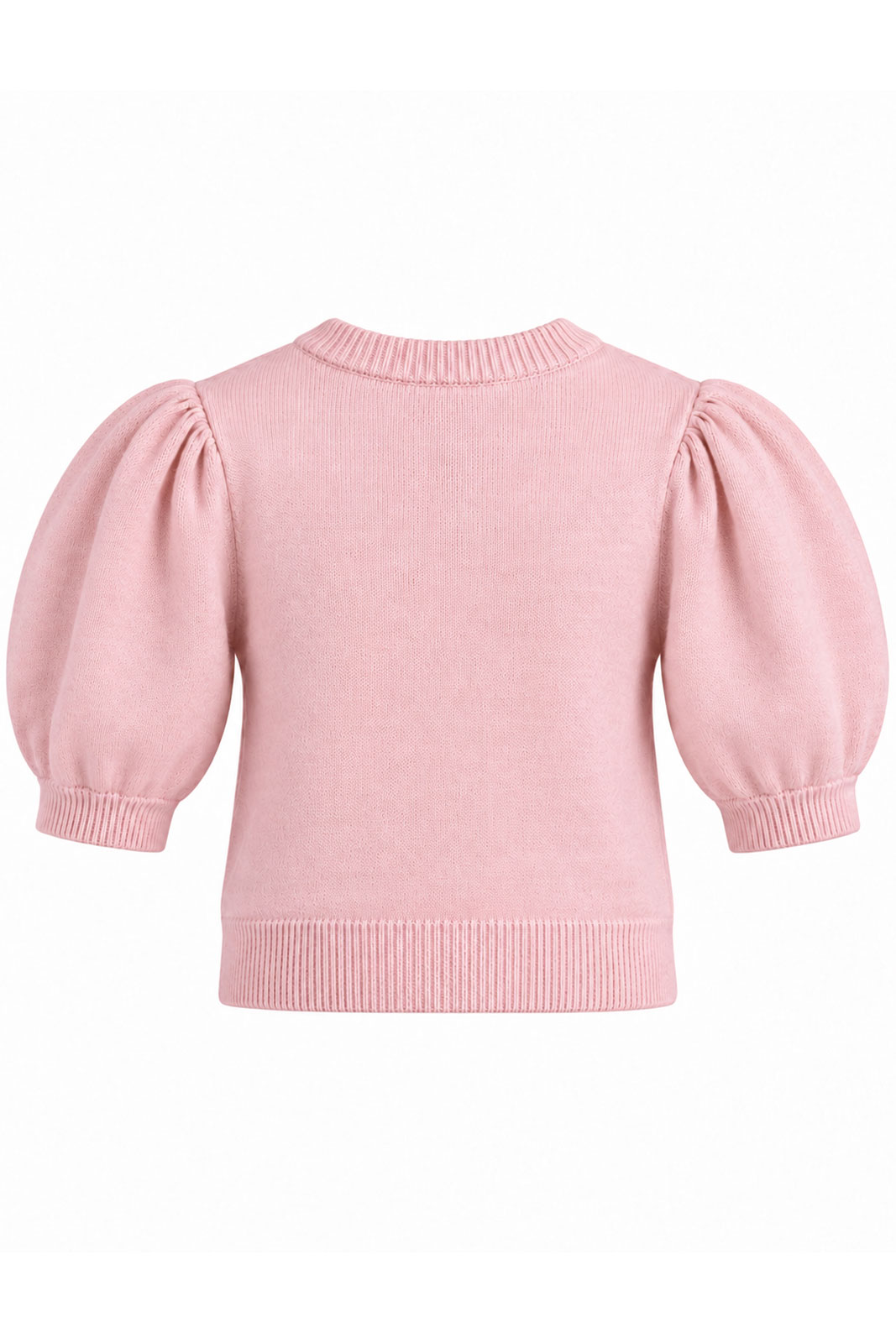 Girls Knitted Topwith Puff Sleeves