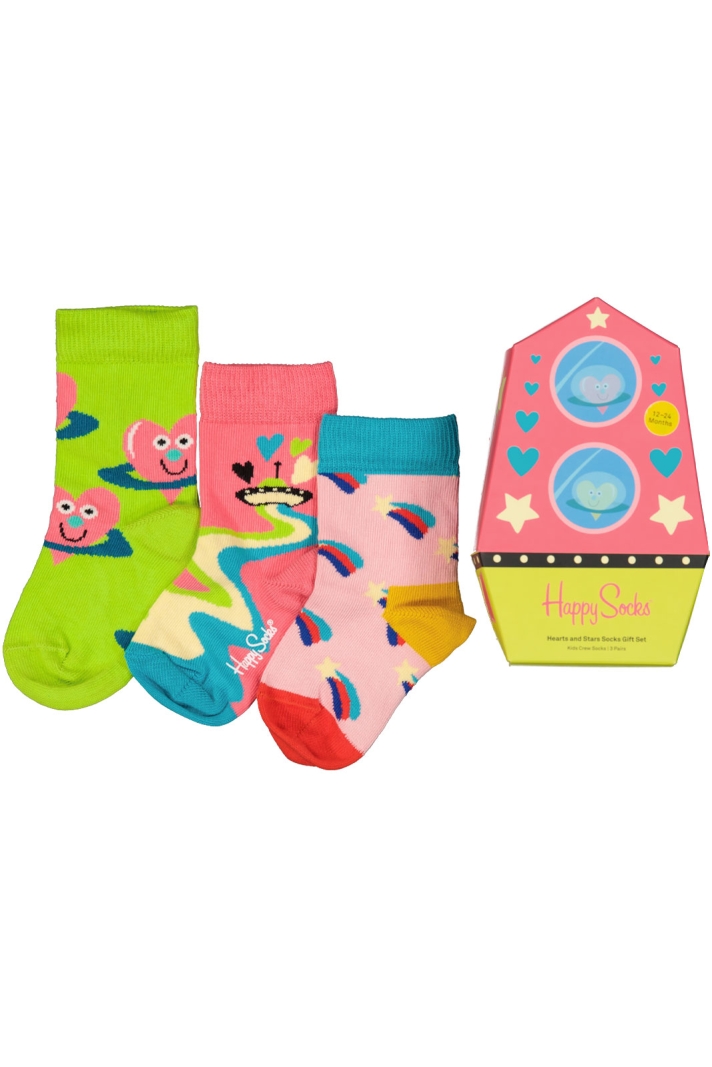 3-pack Kids Hearts And Stars Socks Gift Set