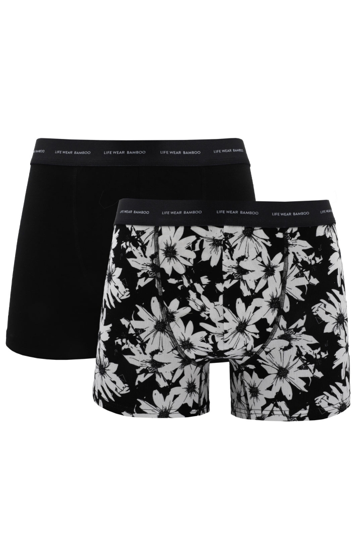 Herrboxer Bambu 2-pack, Black Flower + Black