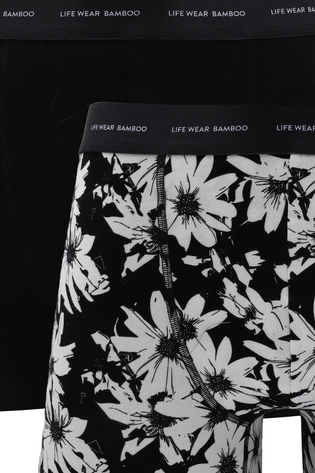 Herrboxer Bambu 2-pack, Black Flower + Black