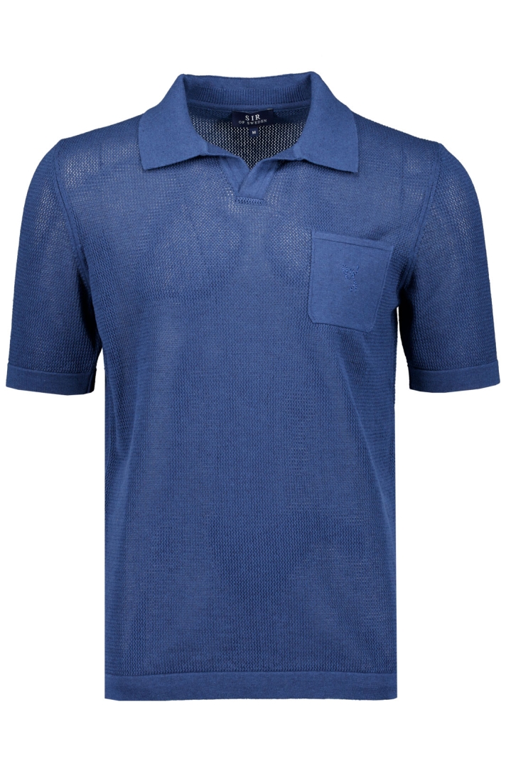 Carlos Blue Cotton Linen Polo