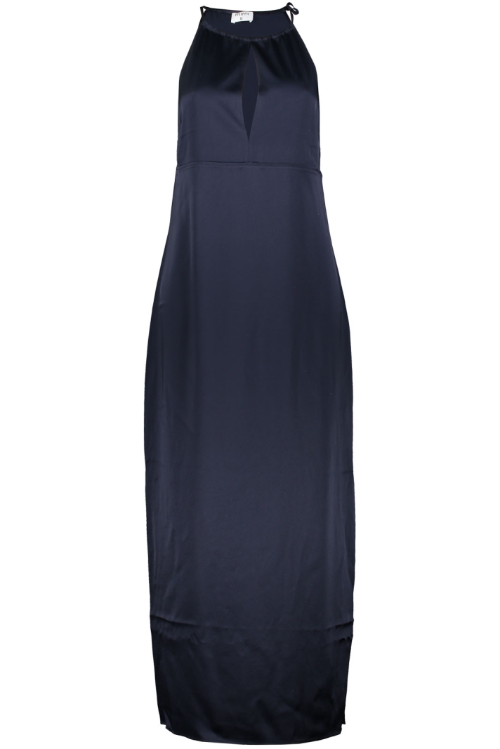 Gathered Neck Satin Dress