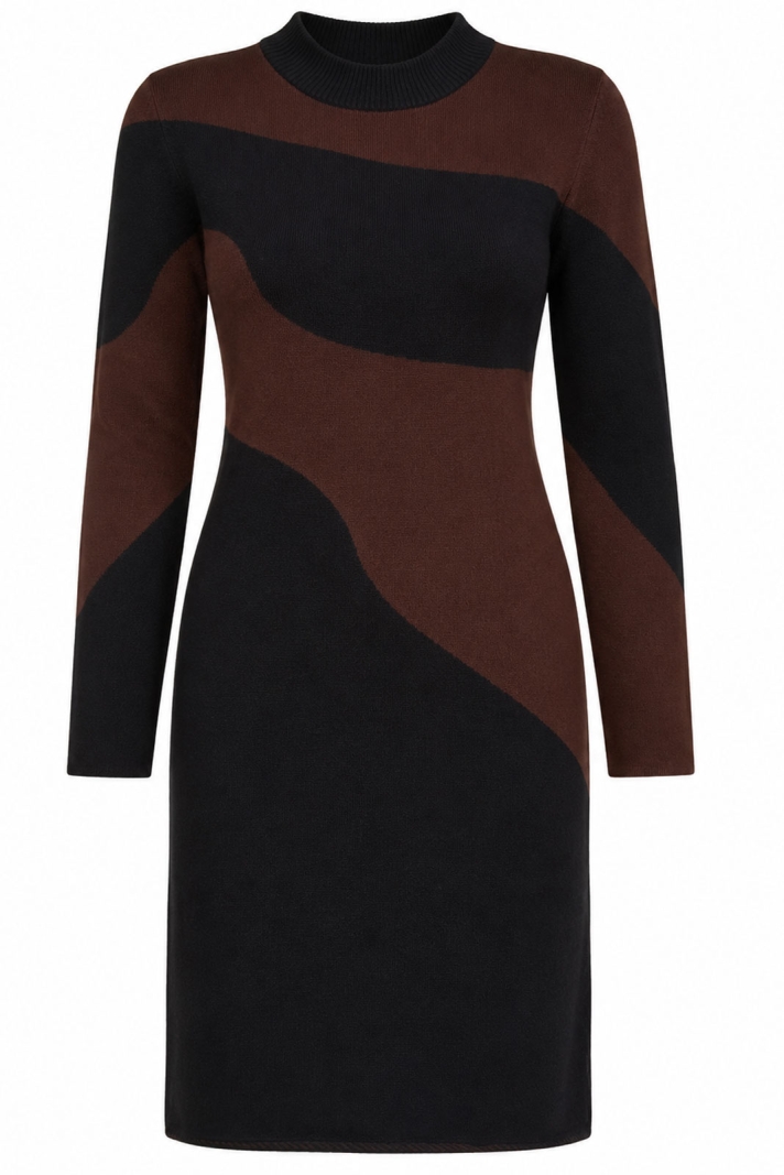Dress Lo Flowy Blocks Black/coffee Brown