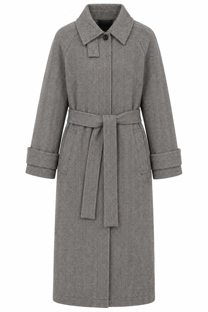 Wool Coat Lofsdalen Herringbone Black