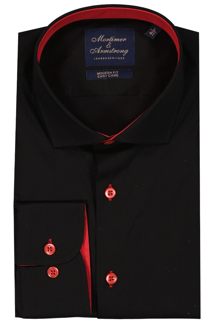 Uni Shirt Black With Red Details Modern Fit