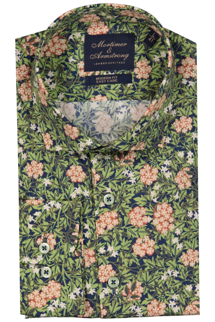 Shirt With Flower Dessin Modern Fit