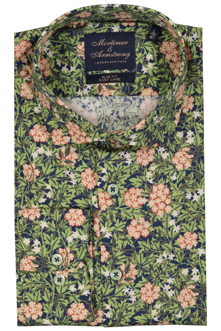 Shirt With Flower Dessin Slim Fit