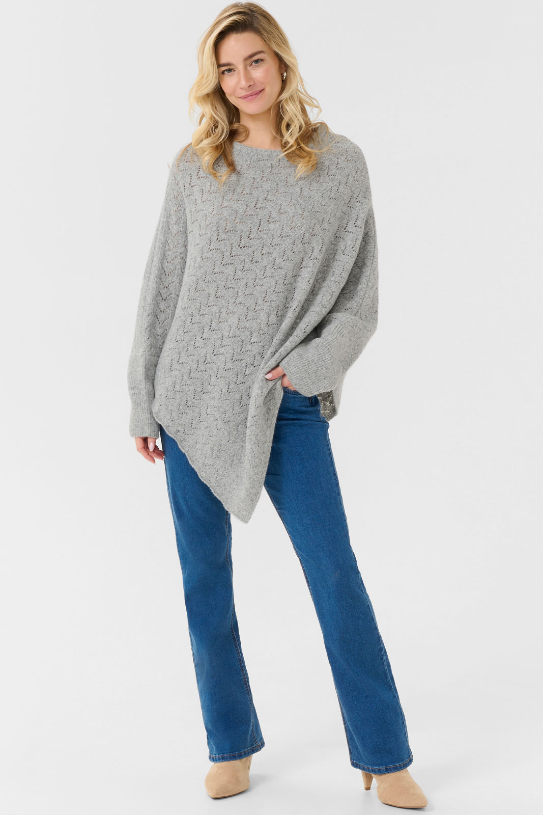 Crholiday O-neck Knit Poncho