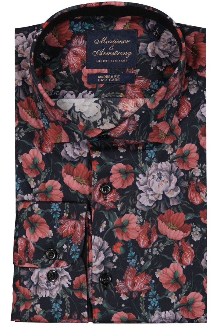 Shirt With Big Flowers Modern Fit