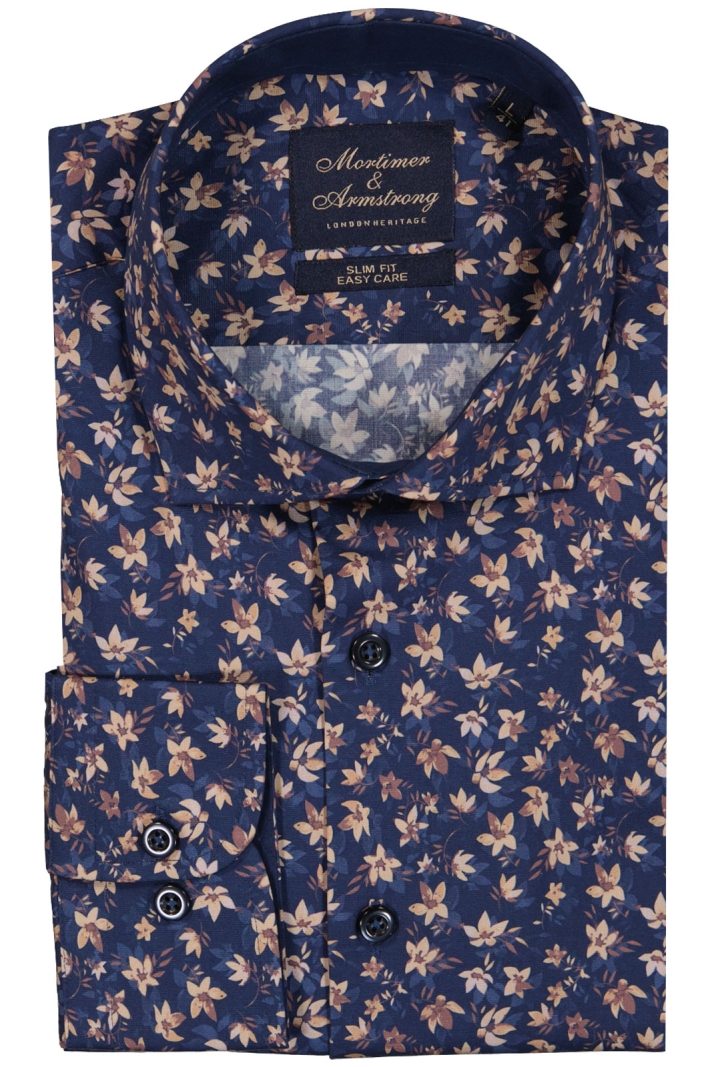 Shirt With Shadow Flowers Slim Fit
