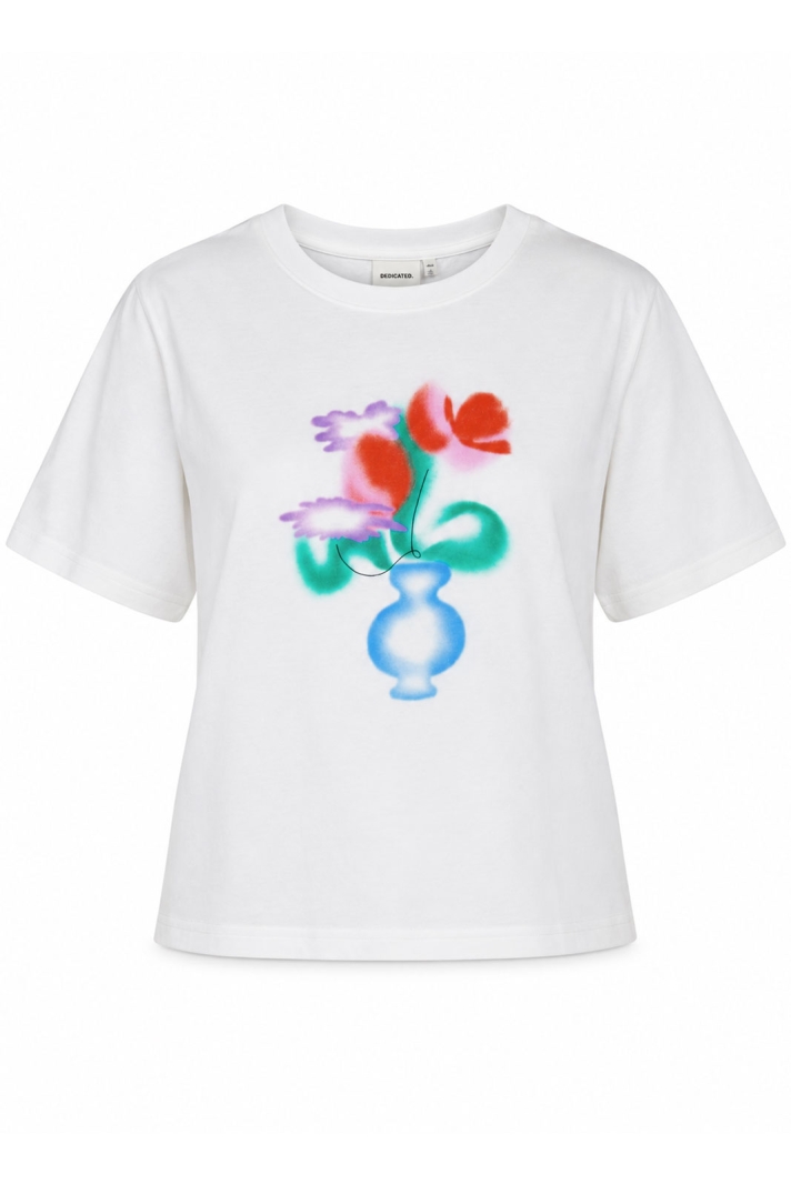 T-shirt Vadstena Spray Flowers White