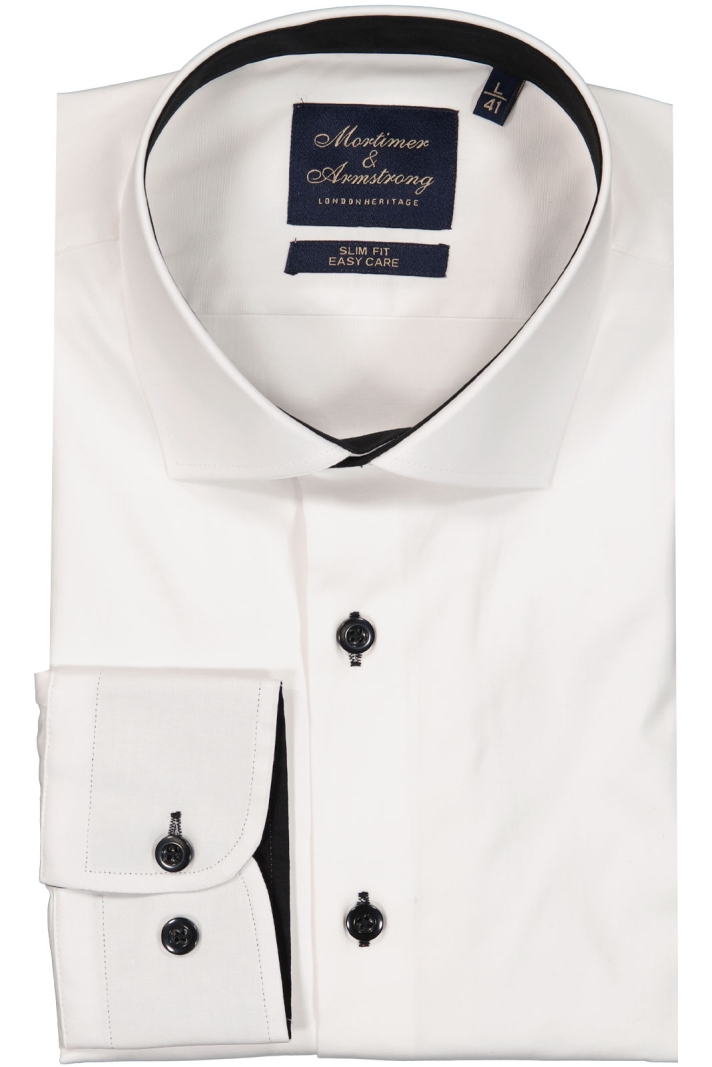 Uni Shirt White With Black Details Slim Fit