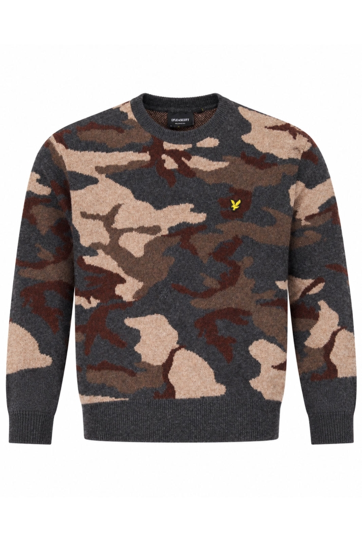 Brushed Camouflage Crew Neck Jumper