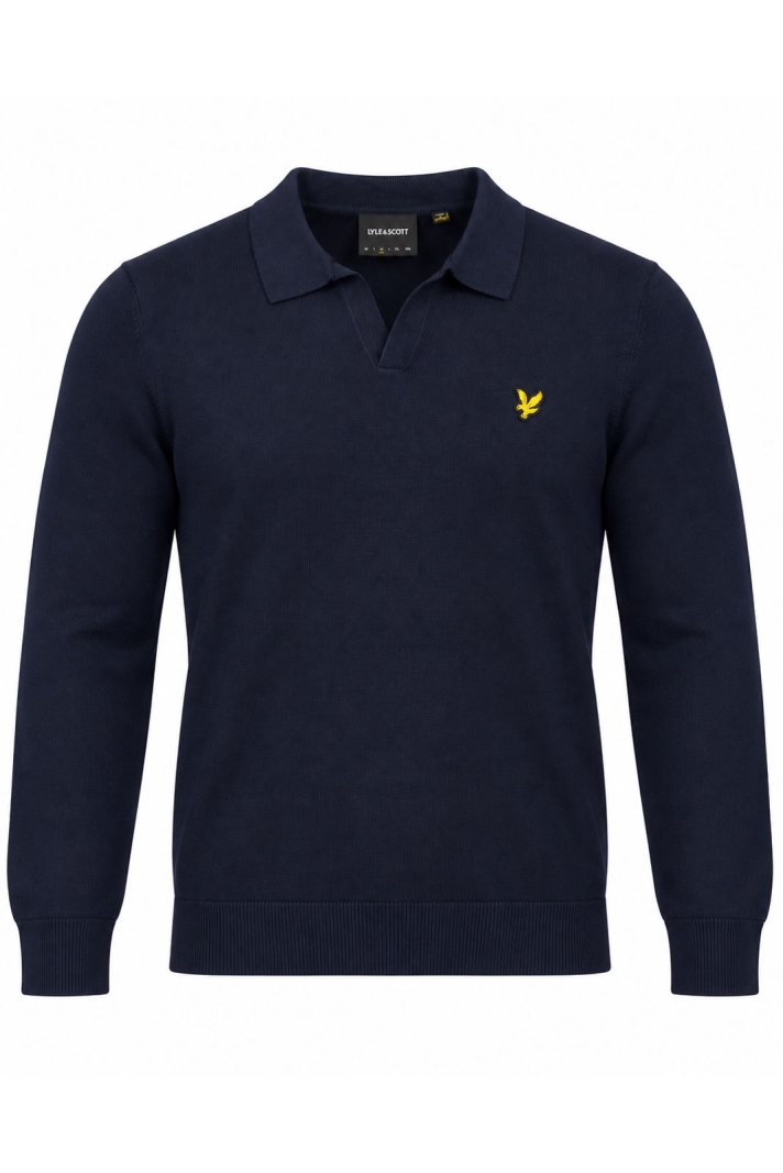 Cotton Long Sleeve Polo Collar Jumper